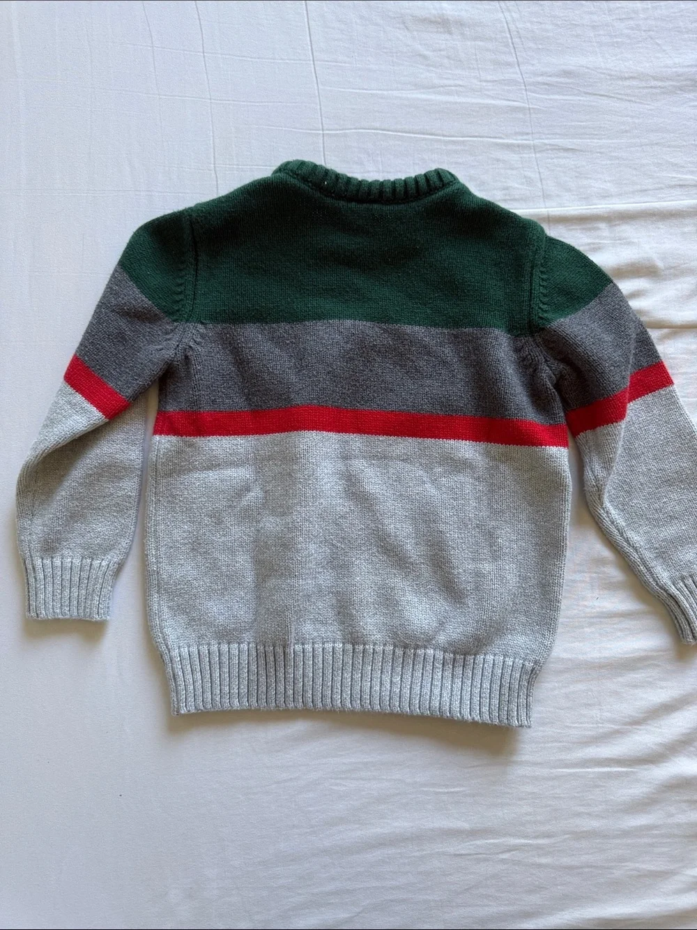 Carter's Green, Gray & Red Striped Crewneck Sweater